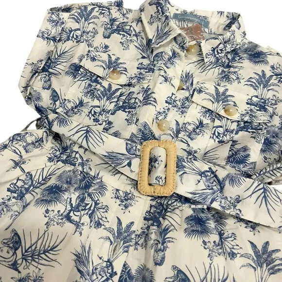 Gingersnaps Blue Floral Button Up Safari Dress with Belt 2T - Picture 2 of 3